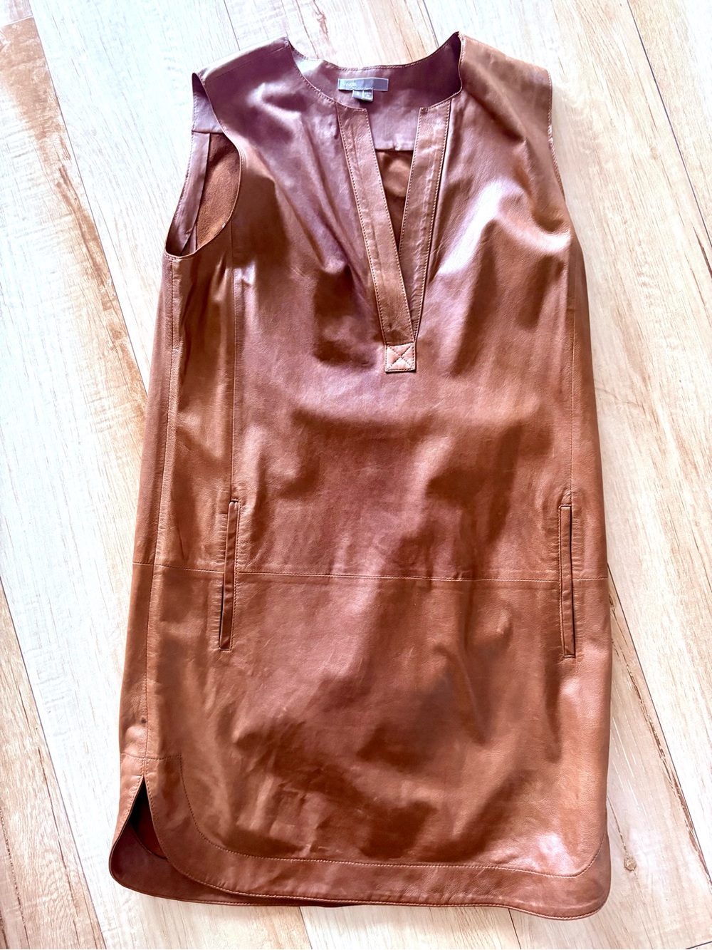 Vince Brown Leather Mini Dress 6